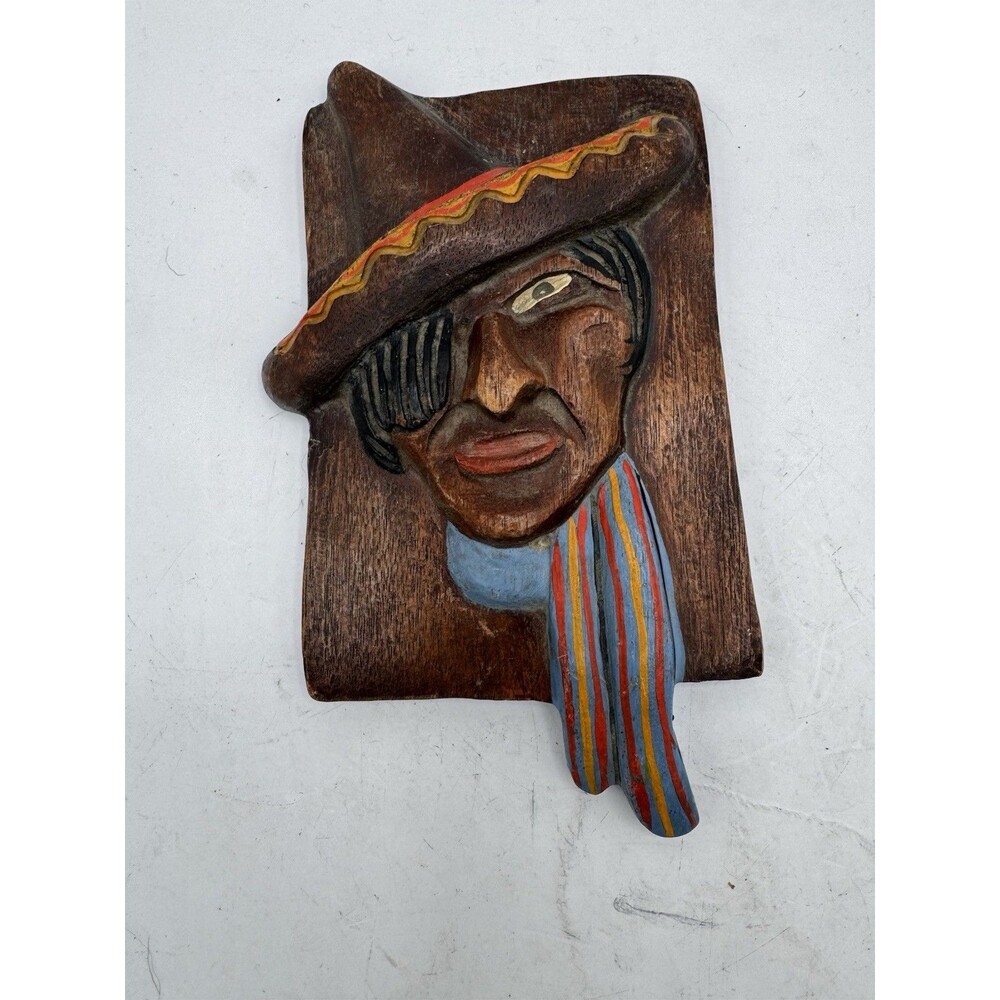 Fold Art Wooden Carved Man With Hat And Scarf USA Made 20/4064 Plaque Wall Decor